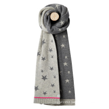 OEM Fashion Stripe Women Wool knit Winter Scarf brand custom lady jacquard Star cashmere scarves Sweater